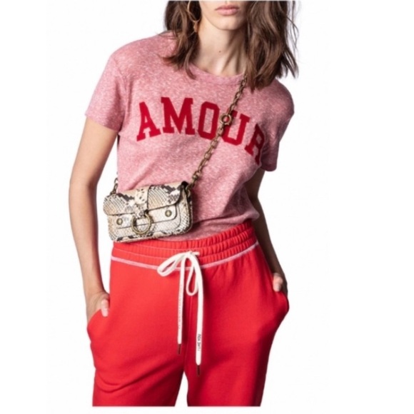 Zadig & Voltaire Walk Chine Amour Tee in Pink. - Picture 2 of 5
